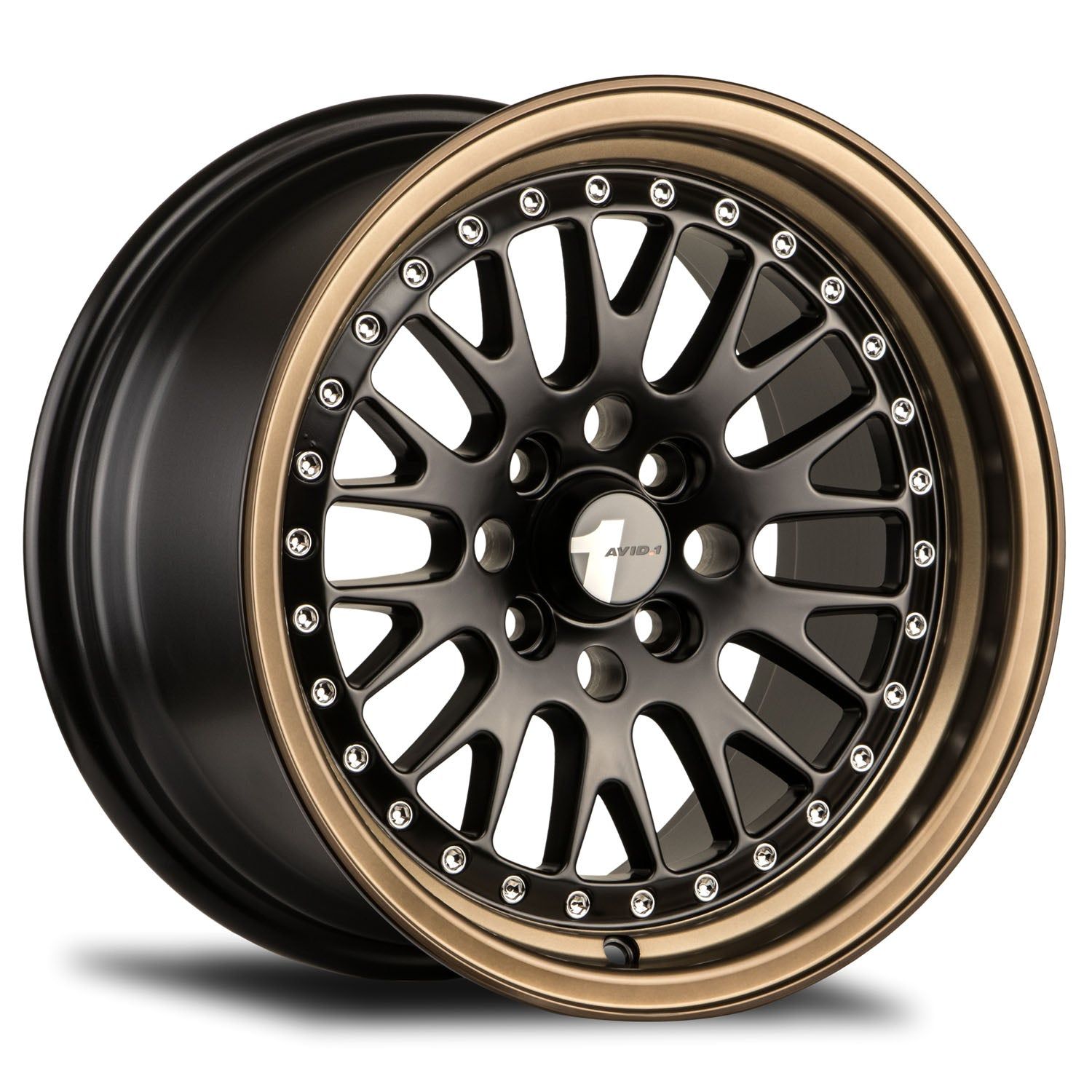 AVID.1 AV-12 15x8 | 4x100 | +25 | 73.1mm - Black w/ Bronze Lip - Wheel Haven