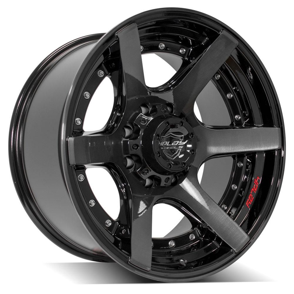 4PLAY Gen2 4P60 Gloss Black w/ Brushed Face & Tinted Clear - 20x10 | -24 | 8x180 | 124.1mm - Wheel Haven