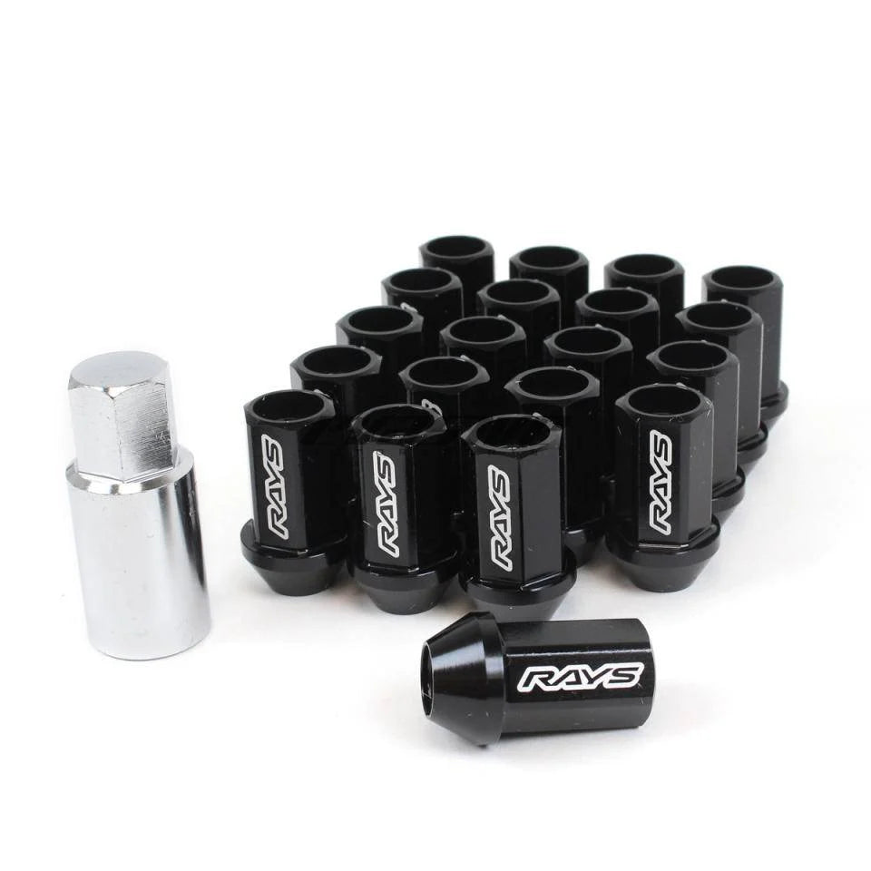 RAYS L42 Dura-Nuts Straight Type Lug & Lock Set - 14x1.50mm | 42mm | Black ( QTY:20 )