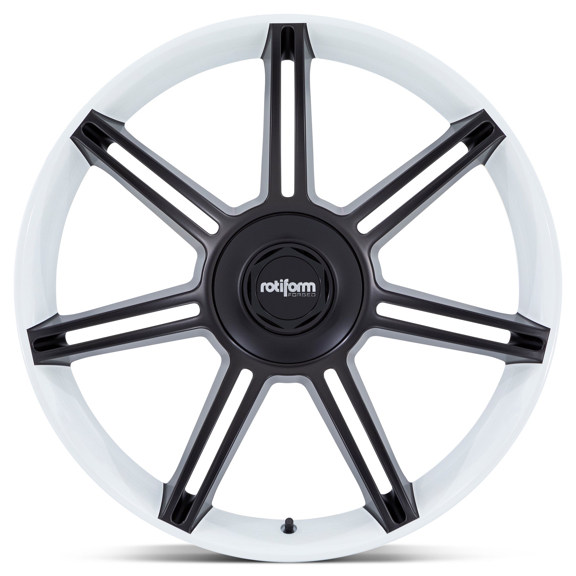 Rotiform 1PC FRA Gloss White w/ Matte Black Spokes - 22x10 | +56 | 5x130 | 71.5mm