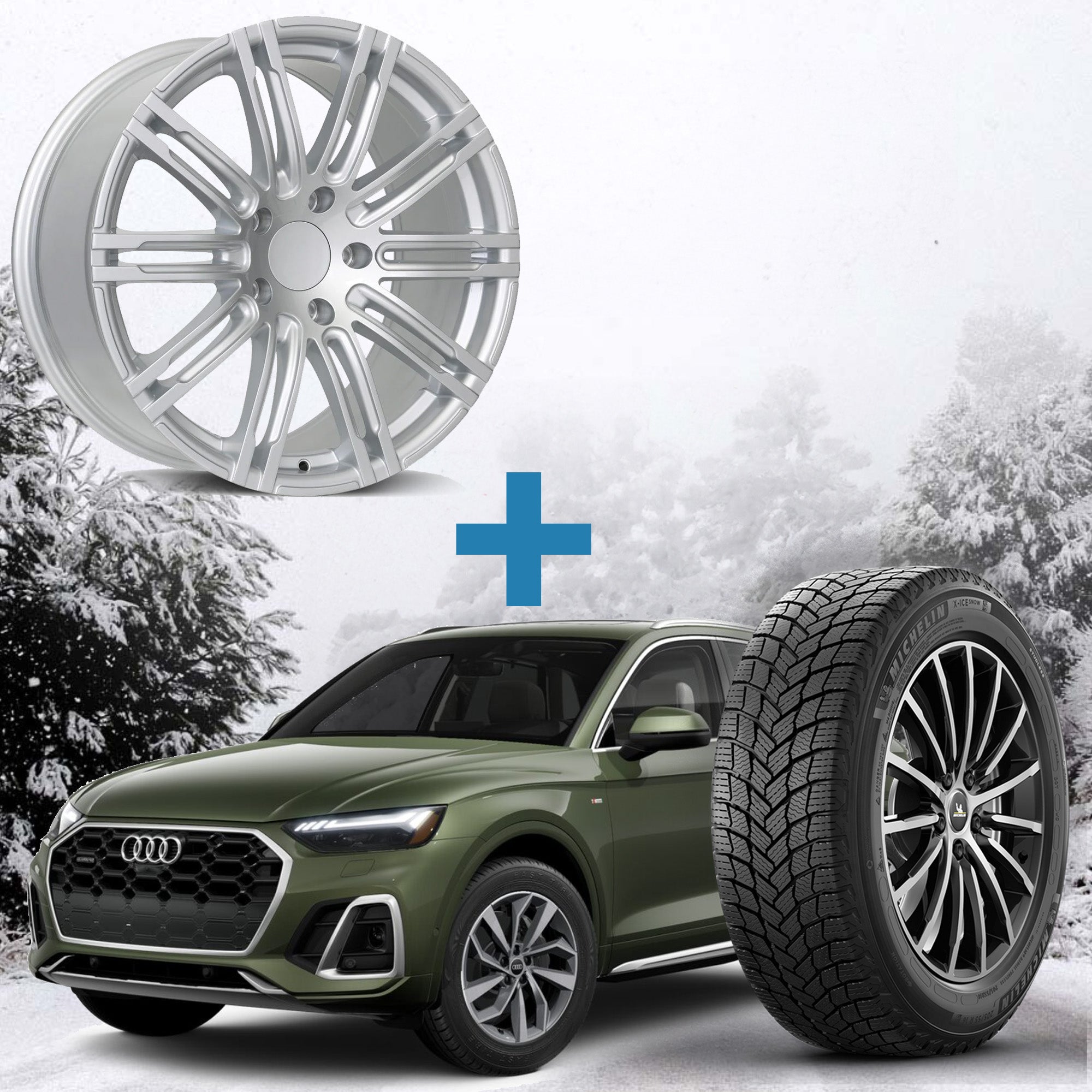 Audi Q5 Winter Package - Replika R188 19x8.5 Wheels + 235/55R19 Tires + Mounted