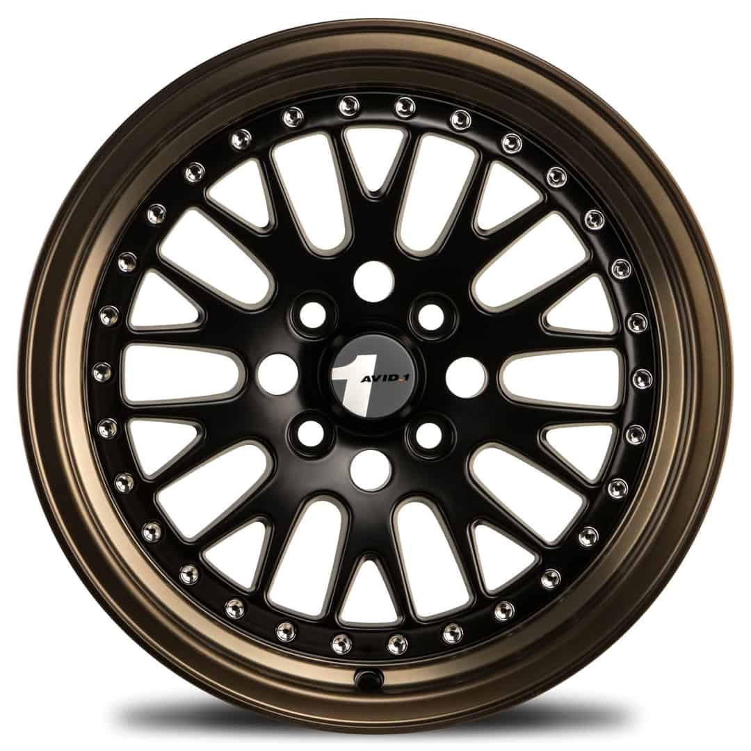 AVID.1 AV-12  15x9 | 4x100 | +15 | 73.1mm - Black w/ Bronze Lip - Wheel Haven