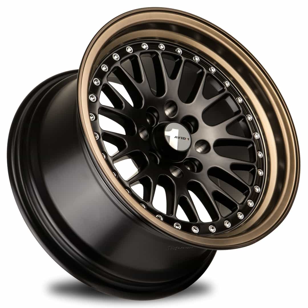 AVID.1 AV-12  15x9 | 4x100 | +15 | 73.1mm - Black w/ Bronze Lip - Wheel Haven