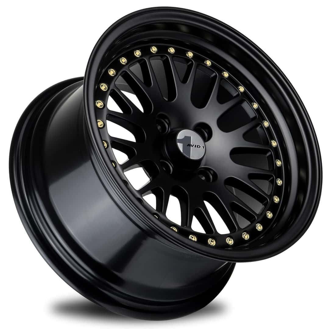 AVID.1 AV-12  15x9 | 4x100 | +15 | 73.1mm - Black w/ Bronze Lip - Wheel Haven