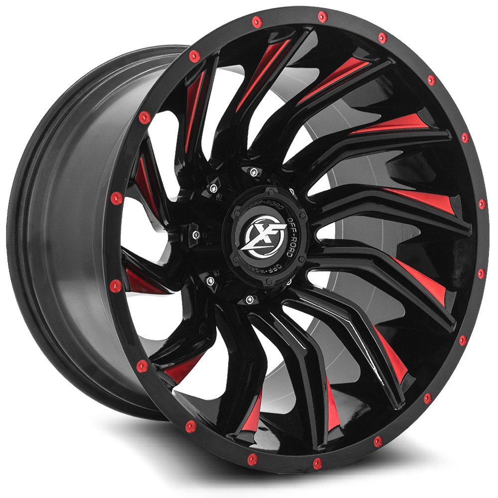 XF OFFROAD XF-224 Gloss Black Milled Red   - 20x9 | +12 | 5x127 / 5x139.7