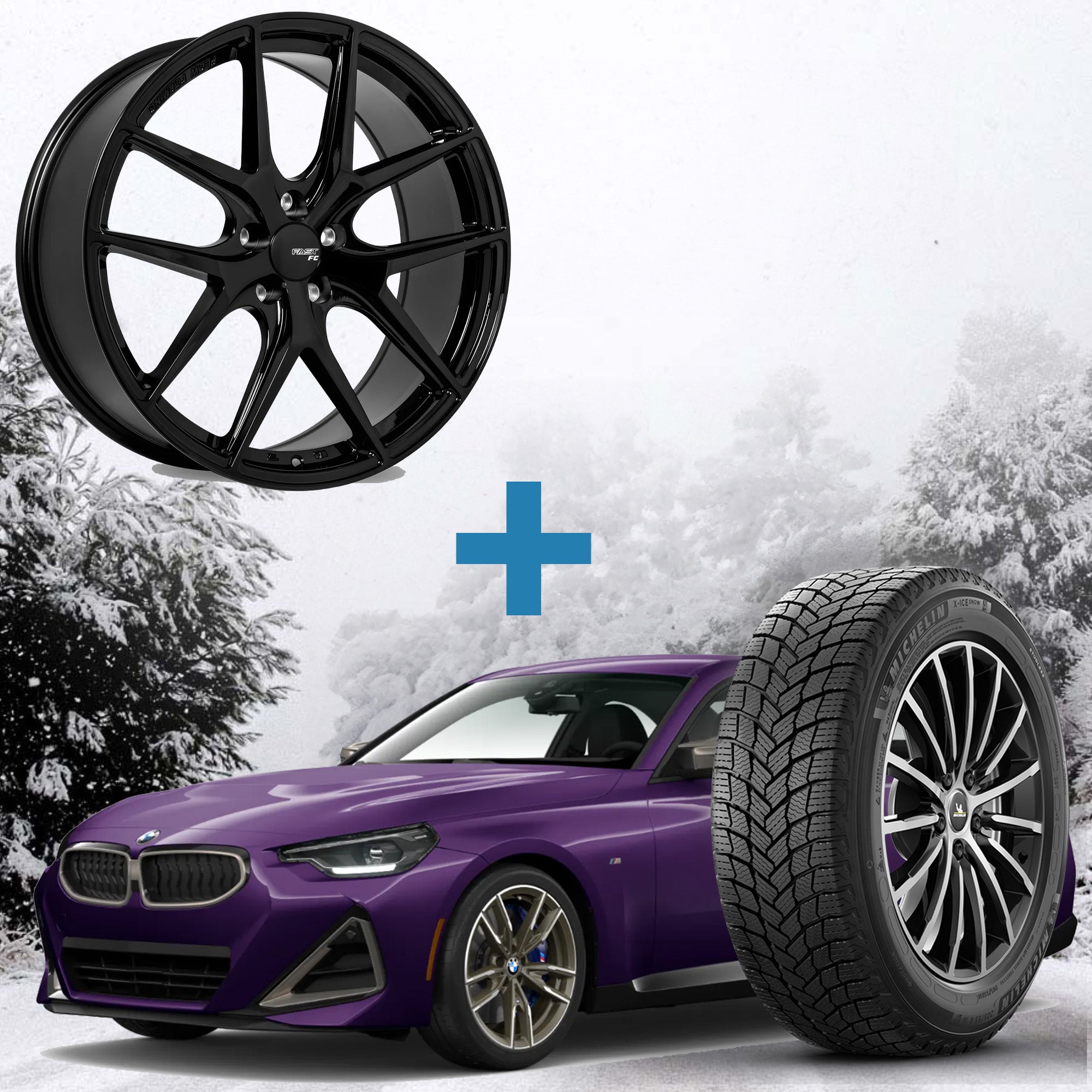 BMW M240i / 230i Winter Package - Fast FC04 18x8 + 225/45R18 Tires + Mounted
