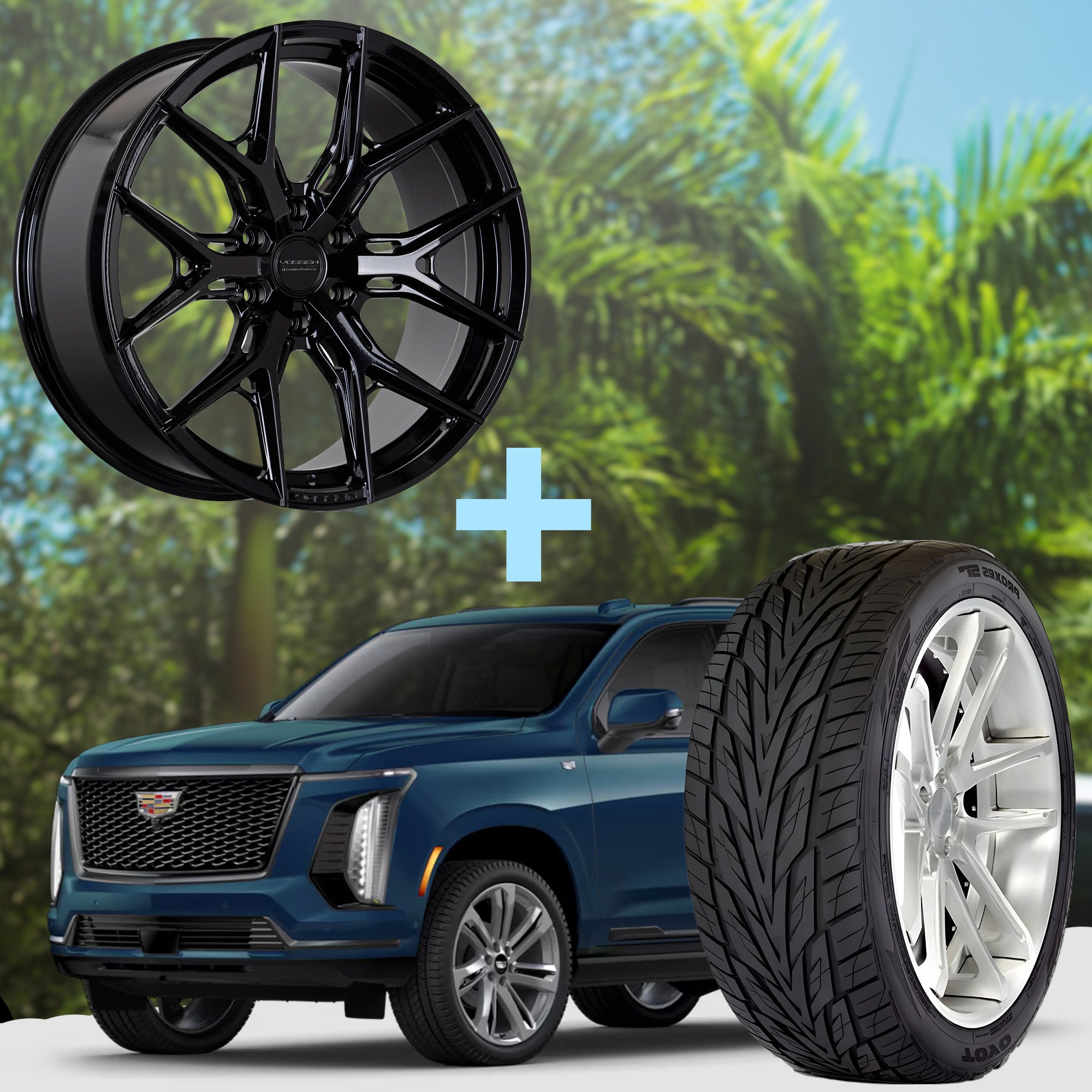 Cadillac Escalade 24" Mounted Package - Vossen HF6-4 - 24x10 | +25 | 6x139.7 + 285/40R24 TIRES