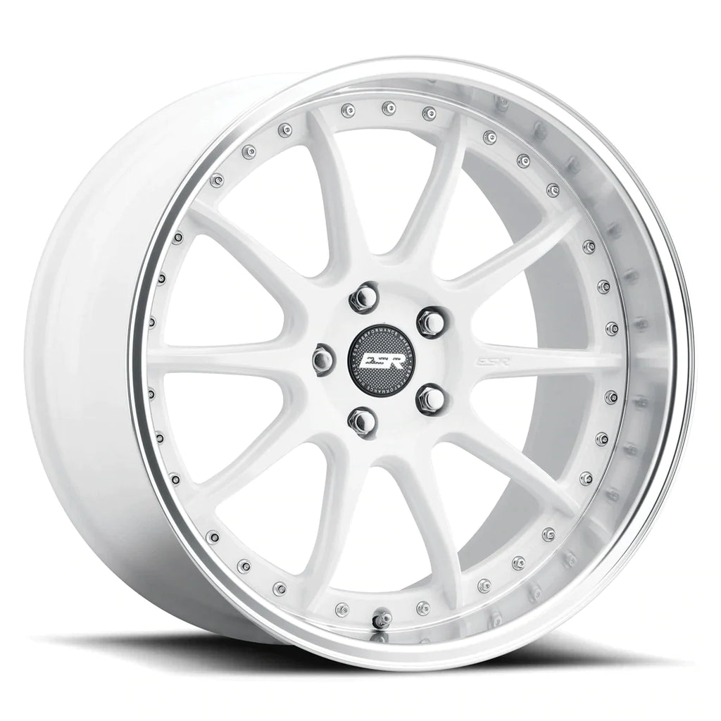 ESR CS12 Gloss White W/ Machined Lip 18x9.5 +35 5x100mm 72.6mm