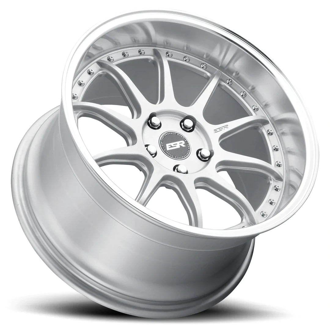 ESR CS12 Gloss White W/ Machined Lip 18x9.5 +35 5x100mm 72.6mm