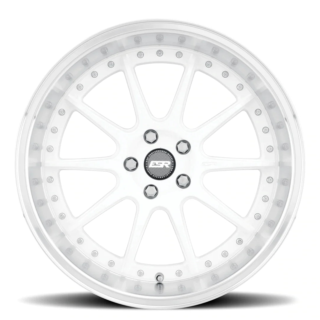 ESR CS12 Gloss White W/ Machined Lip 18x9.5 +35 5x100mm 72.6mm