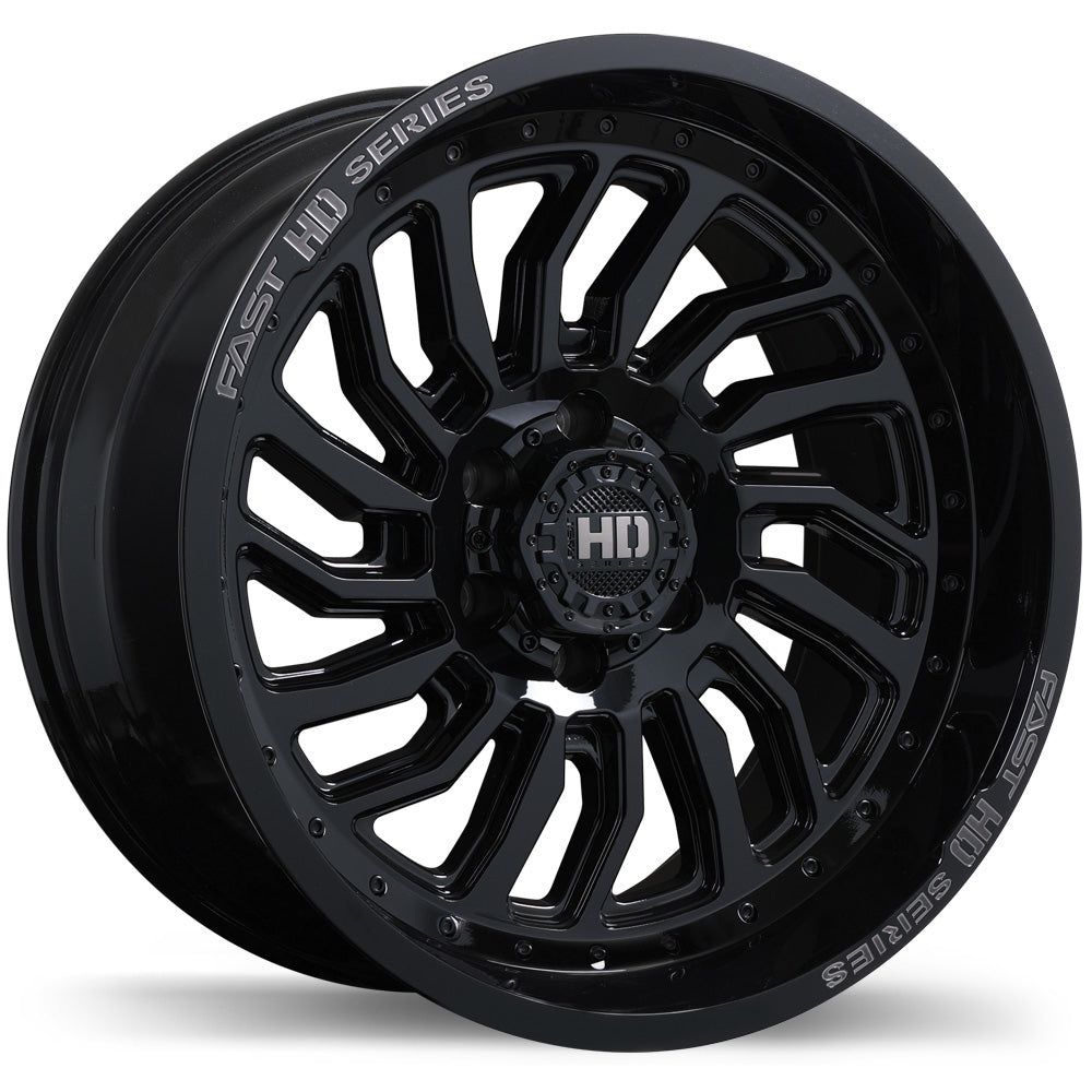 Fast HD D-STRUCT Gloss Black w/ Grey Milling - 20x10 | +-15 | 8x180 | 125.1mm - Wheel Haven