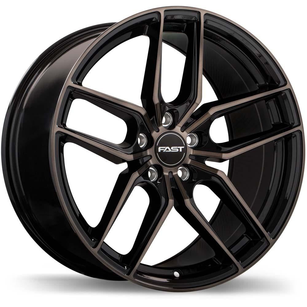 Fast Wheels Aristo Gloss Black w/ Machined Face & Smoked Clear - 18x8.5 | +40 | 5x120 | 74.1mm - Wheel Haven