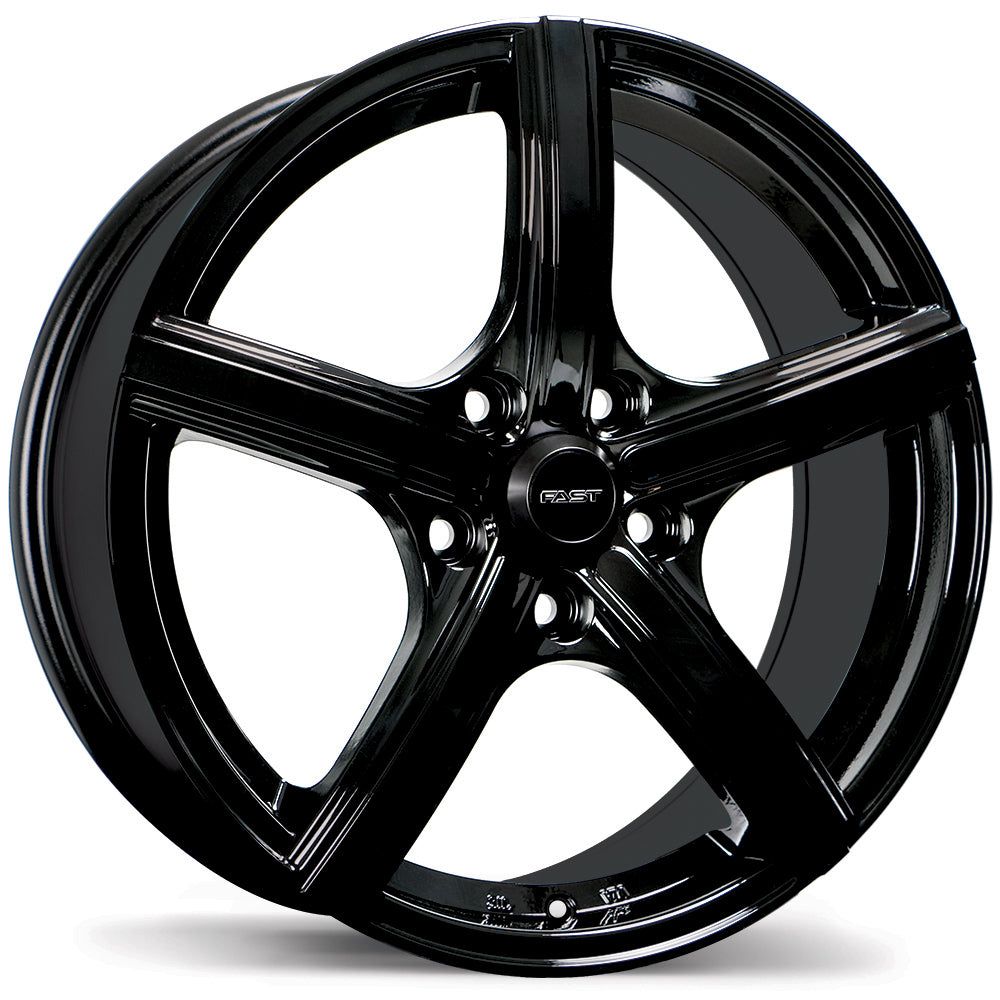 Fast Wheels Jet Gloss Black - 14x5.5 | +40 | 4x100 | 60.1mm - Wheel Haven