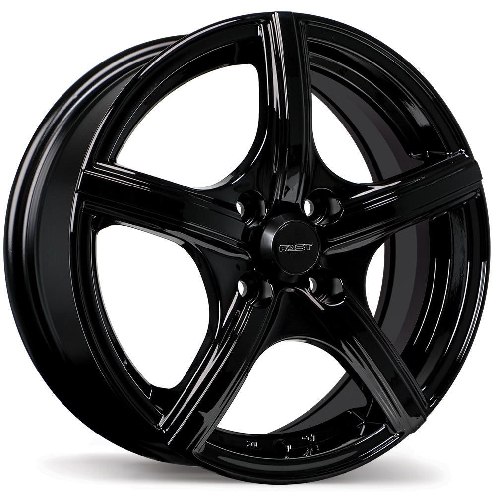 Fast Wheels Jet Gloss Black - 15x6 | +40 | 4x100 | 56.6mm - Wheel Haven