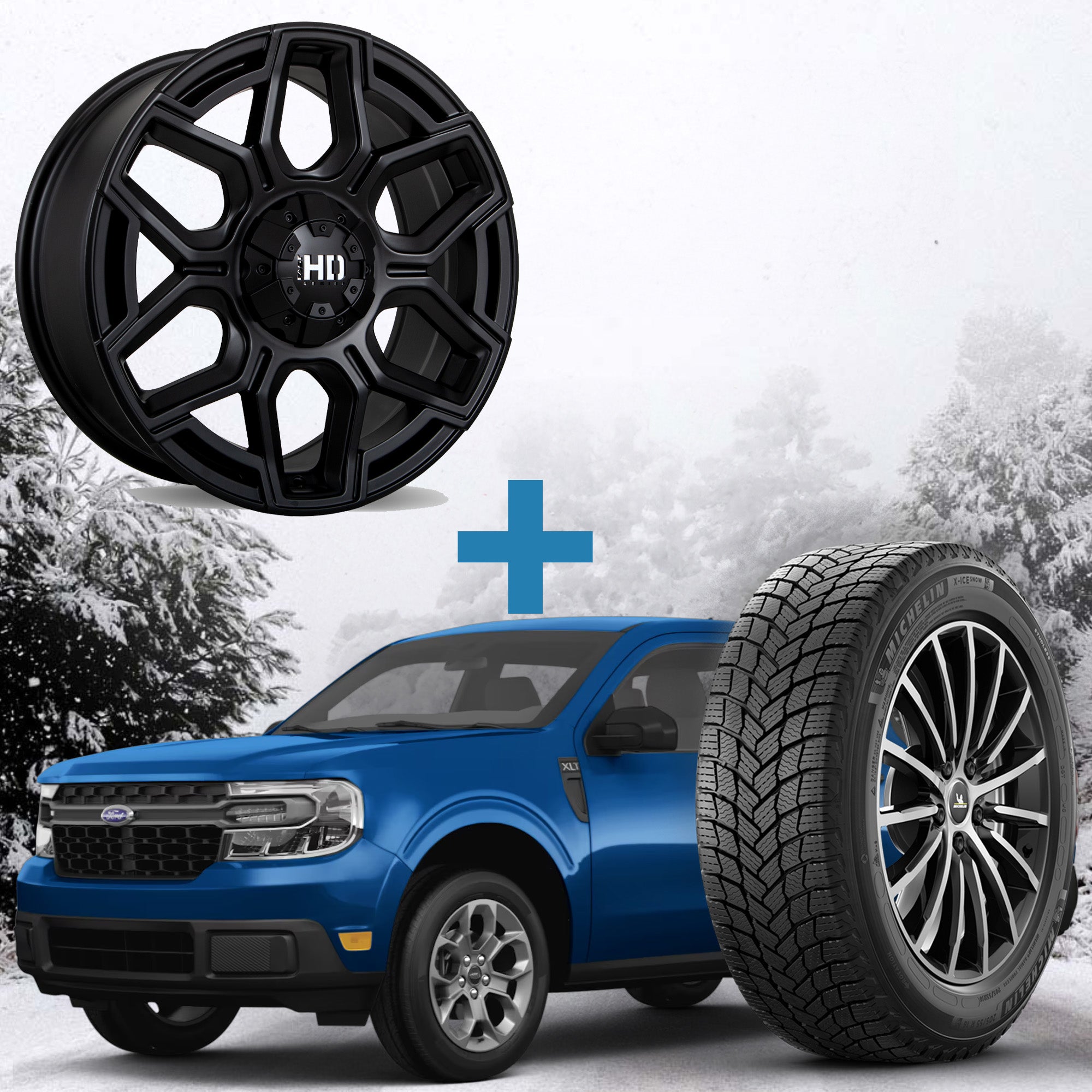 Ford Maverick Winter Package - Fast HD Thunder 17x8 + Michelin X-Ice Snow 225/65R17 + Mounted & Balanced