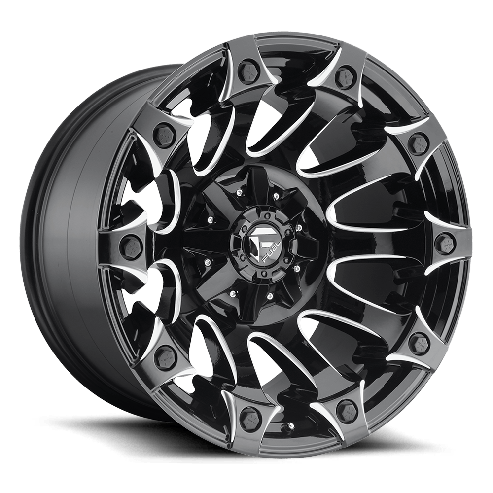 Fuel Offroad D578 BATTLE AXE GLOSS BLACK MILLED 20x9 +1 8x180mm 124.2mm - Wheel Haven