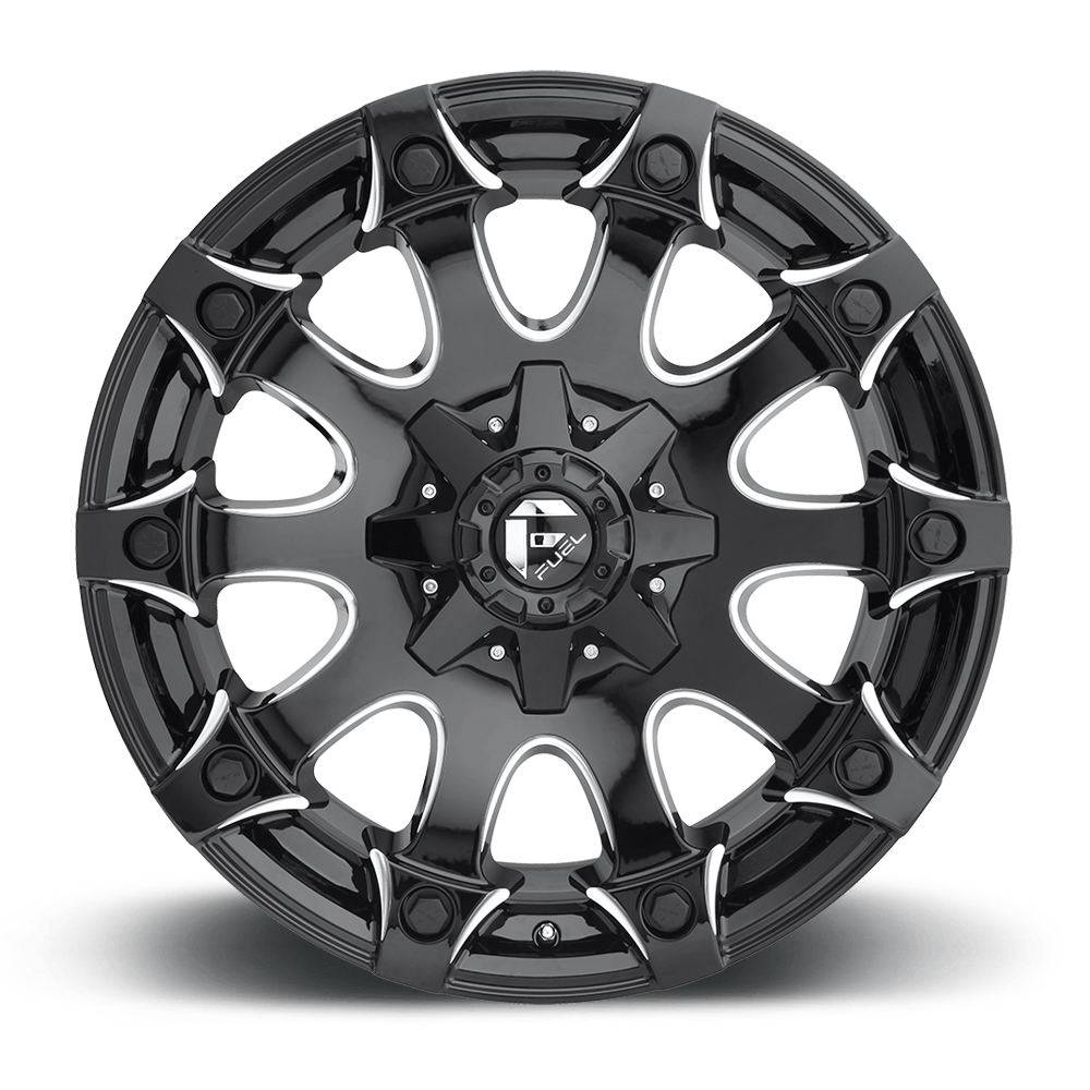 Fuel Offroad D578 BATTLE AXE GLOSS BLACK MILLED 20x9 +1 8x180mm 124.2mm - Wheel Haven