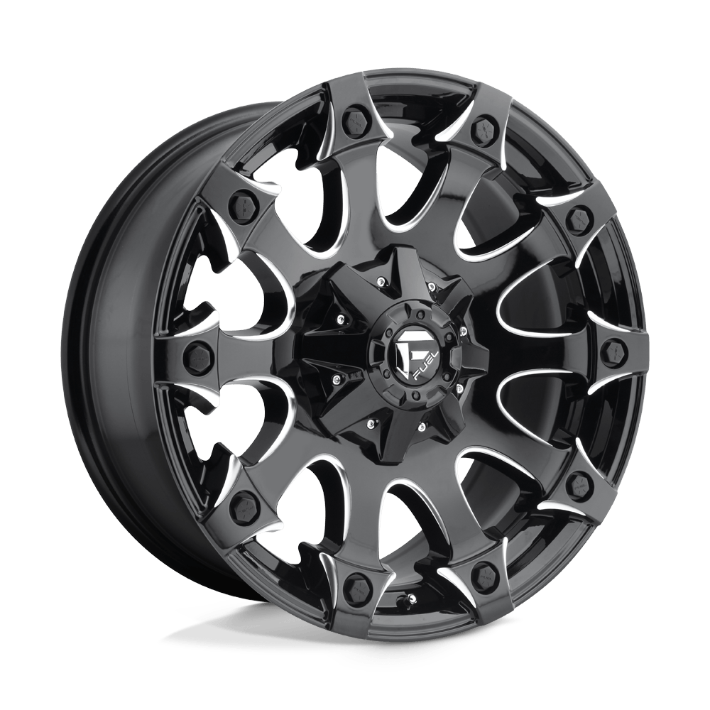 Fuel Offroad D578 BATTLE AXE GLOSS BLACK MILLED 20x9 +1 8x180mm 124.2mm - Wheel Haven