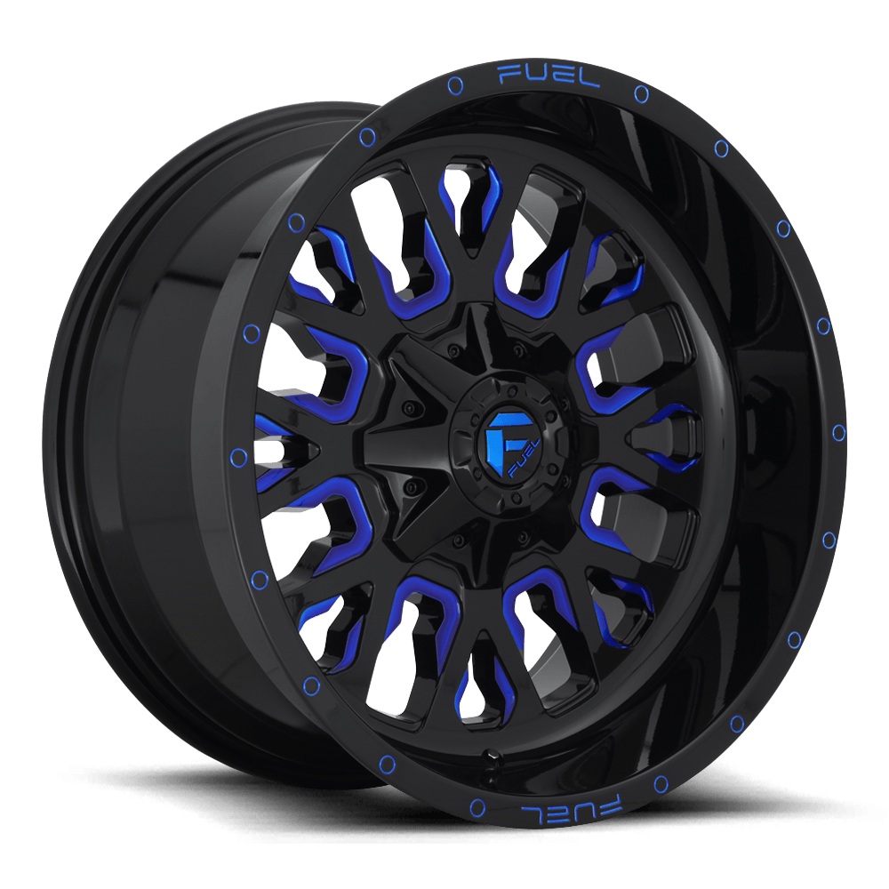 Fuel Offroad D645 STROKE GLOSS BLACK BLUE TINTED CLEAR 22x10 +10 8x180mm 124.2mm - Wheel Haven