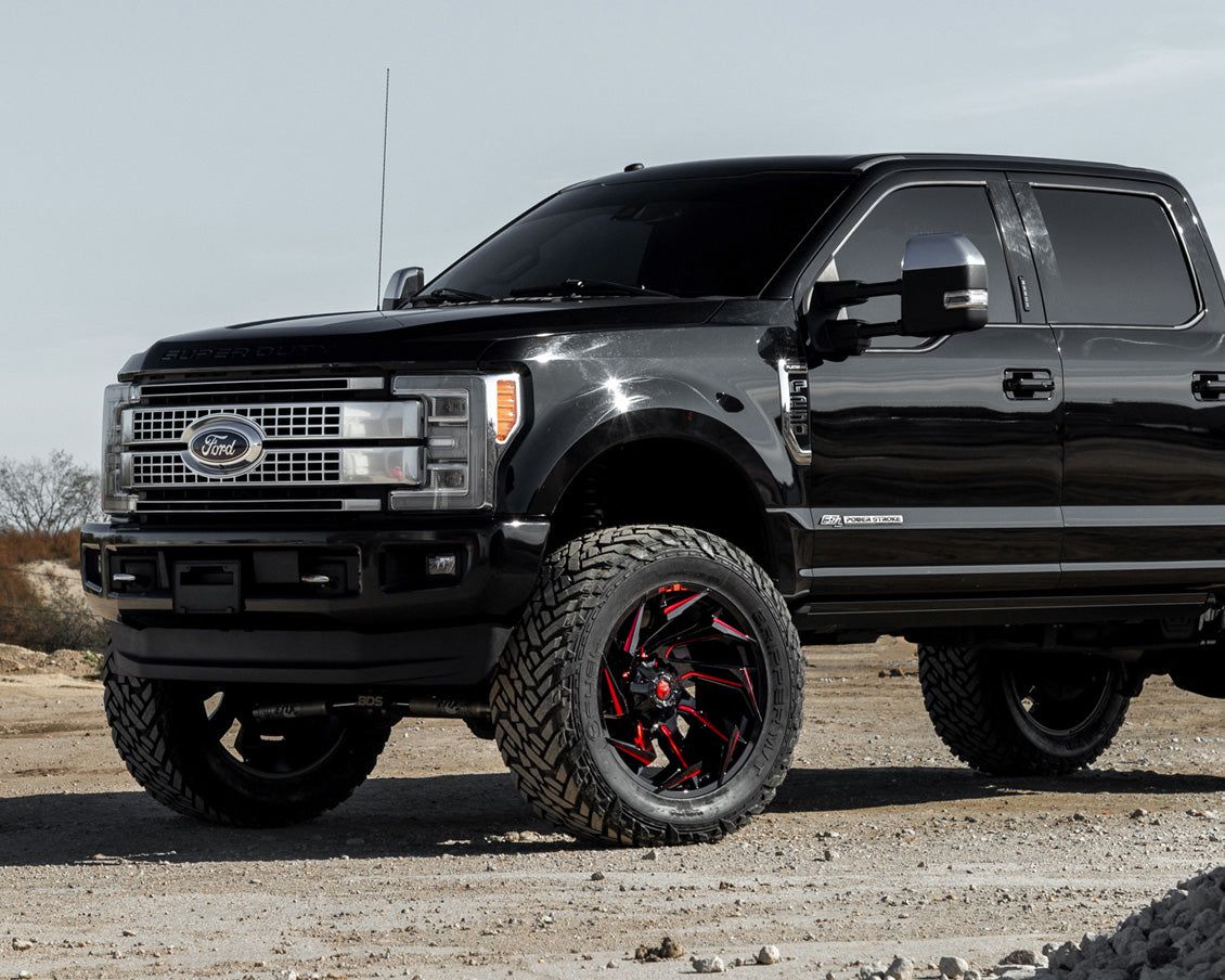 Fuel Offroad D755 REACTION GLOSS BLACK MILLED W/ RED TINT 18x9 +1 8x170mm 125.2mm - Wheel Haven