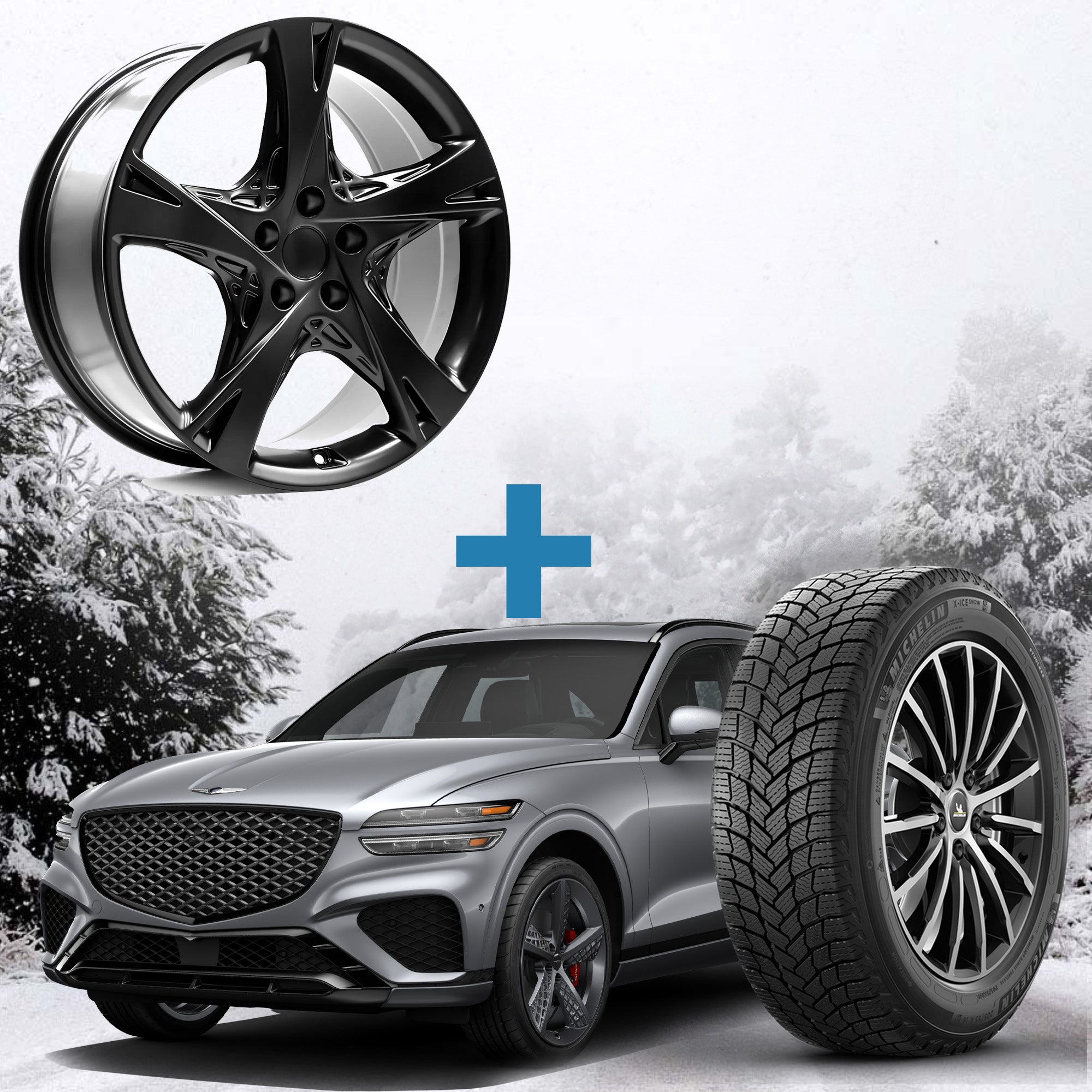 Genesis GV70 Winter Package - OE+ GN01 19x8.5 Wheels + 235/55R19 Tires + Mounted