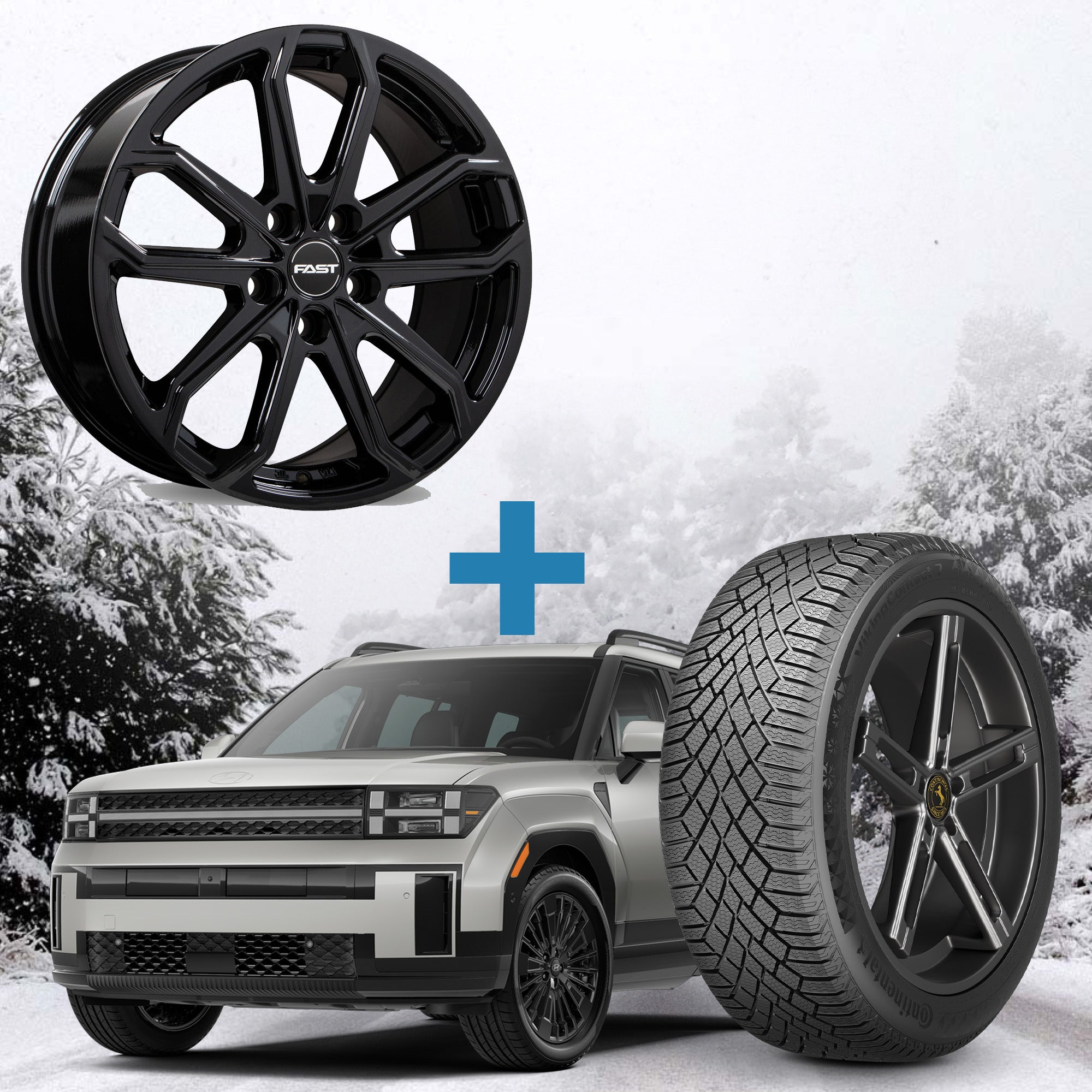 2024+ Hyundai Santa Fe Winter Package - Fast Impression Black 18x8 + Nankang WS-1 245/60R18 + Mounted & Balanced