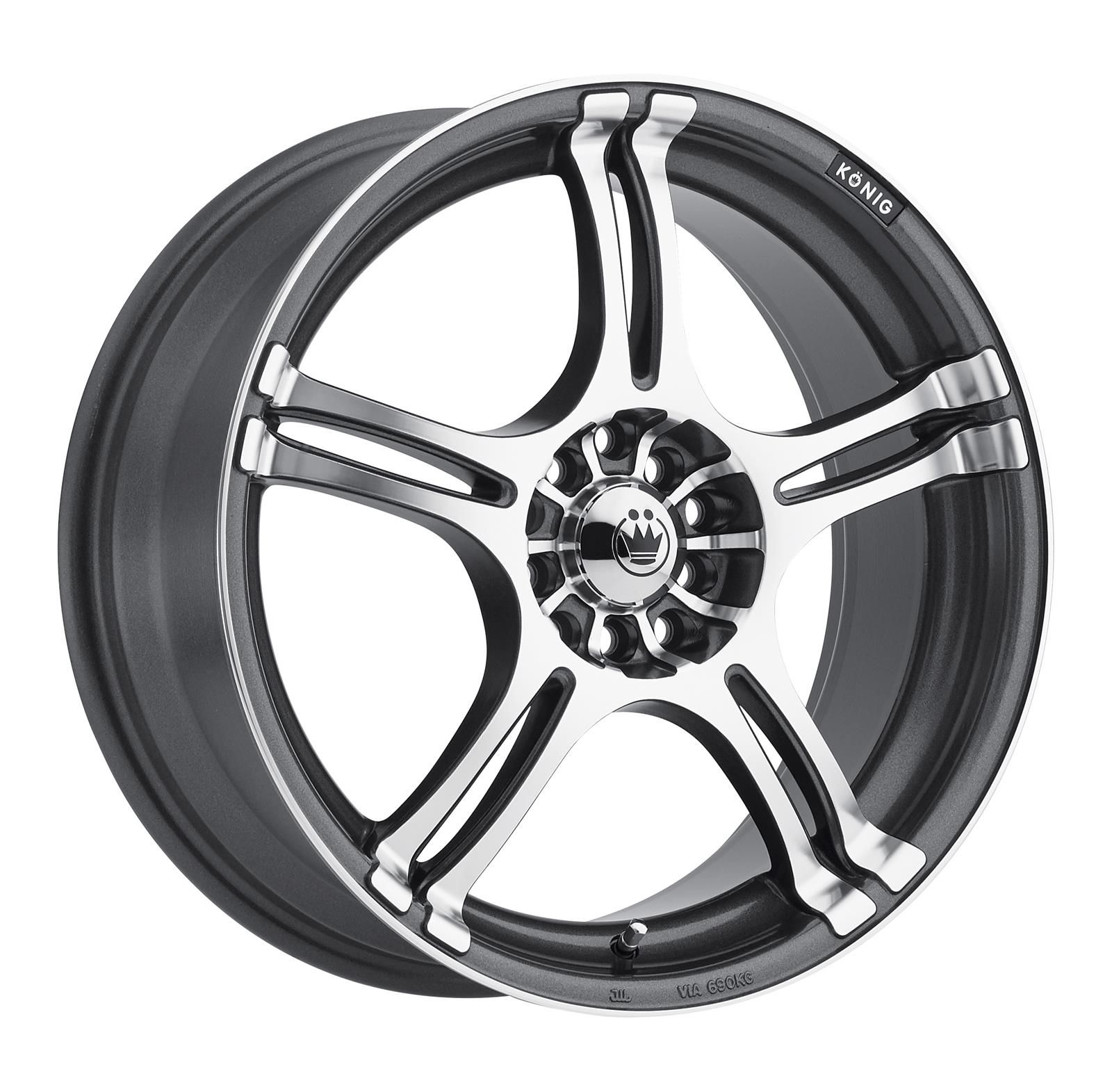 Konig Incident Graphite Machined Face - 13x5.5 | +38 8x100 | 73.1mm - Wheel Haven
