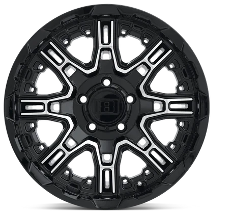 Level 8 Slingshot Gloss Black w/ Machined Face - 20x11.5 / -44 / 6x139.7 / 112.1mm - Wheel Haven