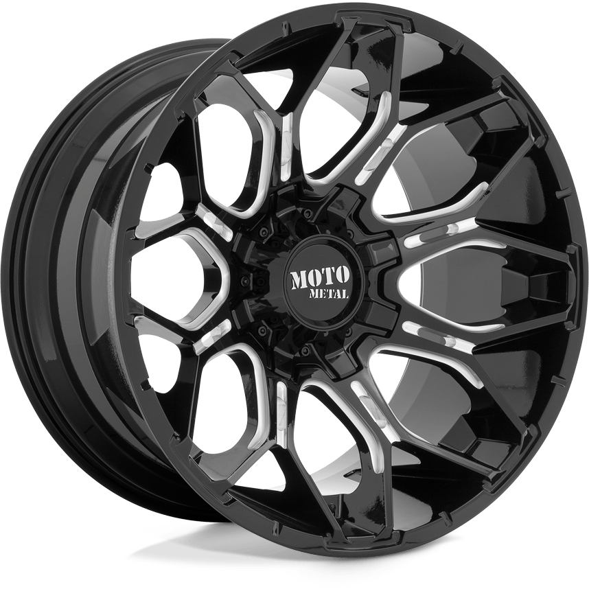Moto Metal MO808 SNIPER Gloss Black Milled - 22x12 | -44 | 6x135, 6x139.7 | 106.1mm - Wheel Haven