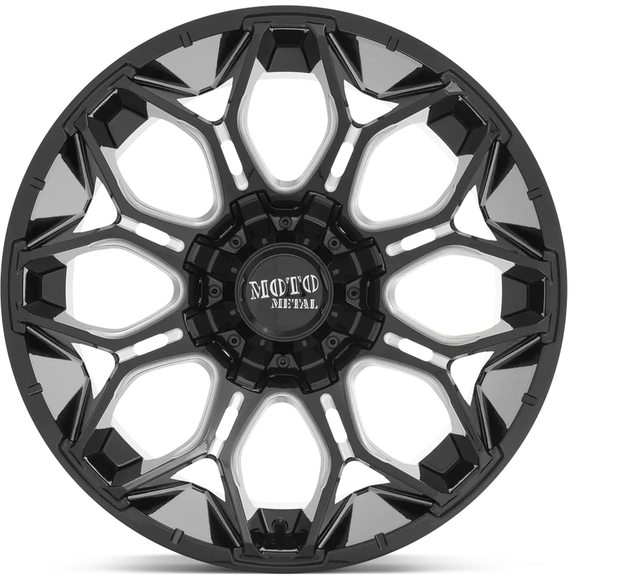 Moto Metal MO808 SNIPER Gloss Black Milled - 22x12 | -44 | 6x135, 6x139.7 | 106.1mm - Wheel Haven