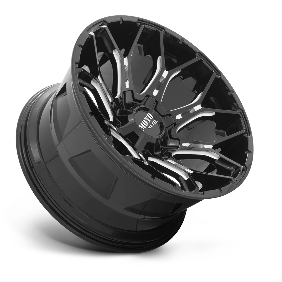 Moto Metal MO808 SNIPER Gloss Black Milled - 22x12 | -44 | 6x135, 6x139.7 | 106.1mm - Wheel Haven