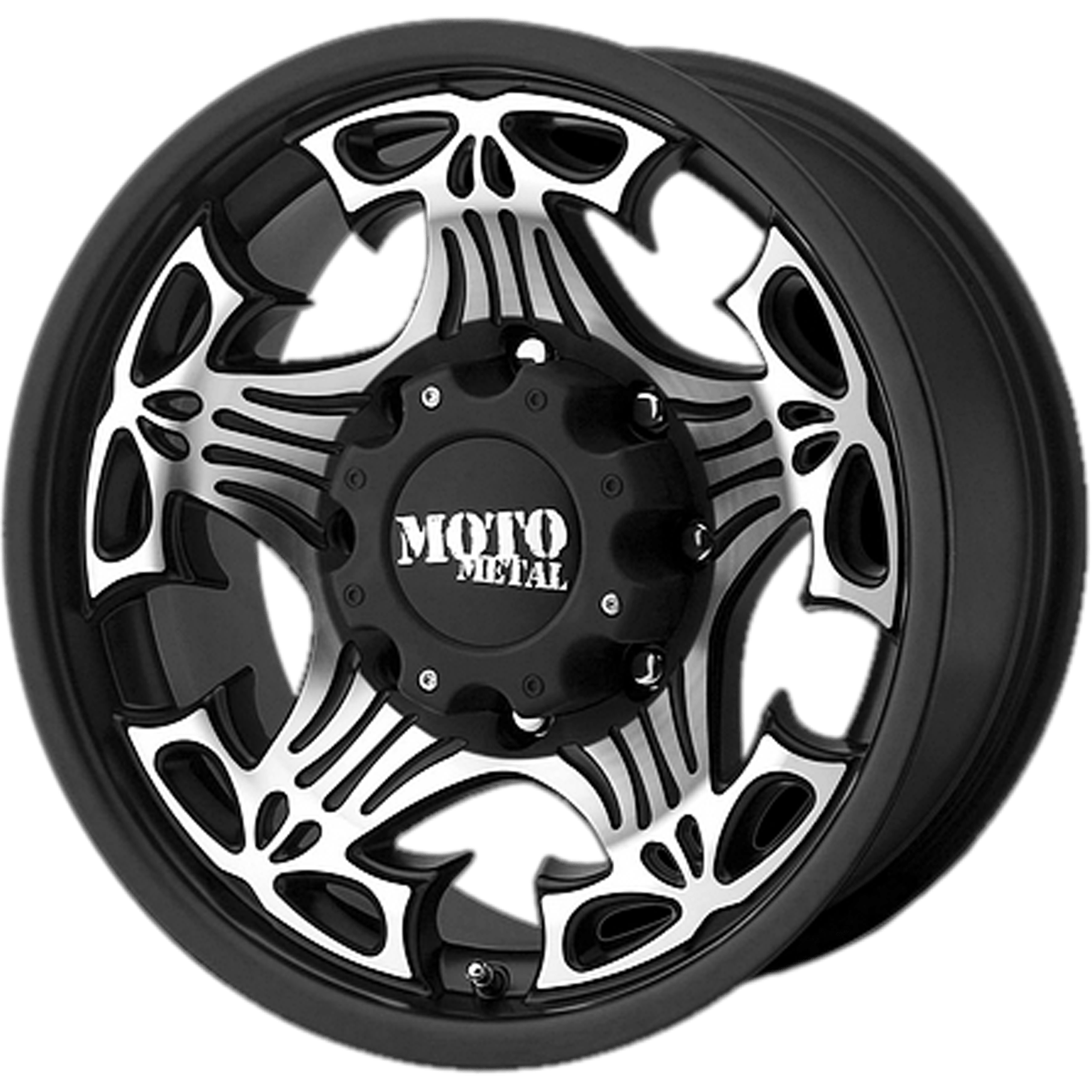 Moto Metal MO909 SKULL Gloss Black w/ Machined Face - 17x9 | -12 | 8x165.1 | 125.1mm - Wheel Haven