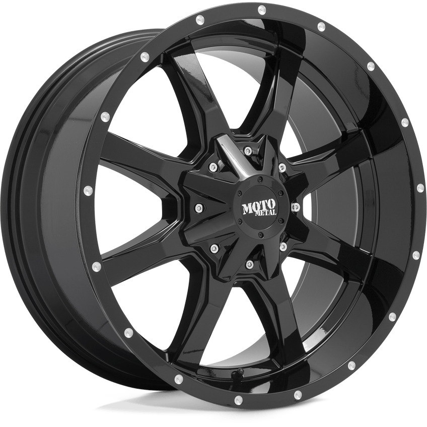 Moto Metal MO970 Gloss Black w/ Milled Lip - 18x10 | -24 | 6x135, 6x139.7 | 106.1mm - Wheel Haven