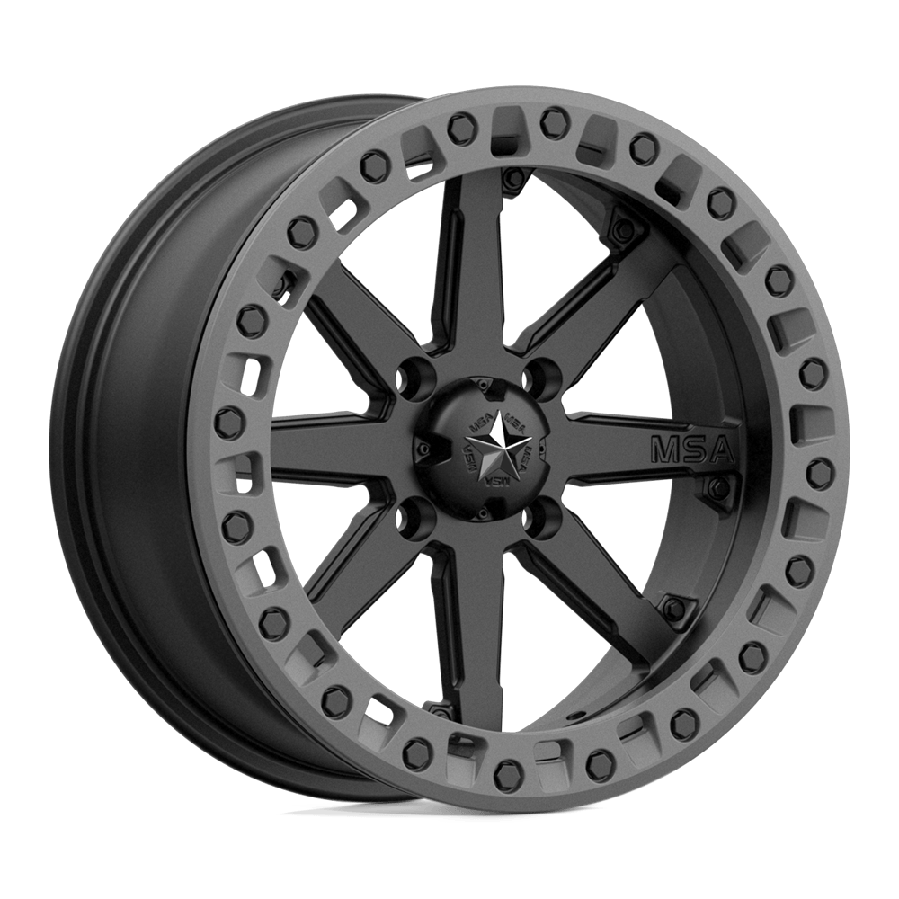 MSA Offroad Wheels M31 LOK2 BEADLOCK Satin Black Matte Gray Ring - 14x7 | +0 | 4x137 | 112.1mm - Wheel Haven