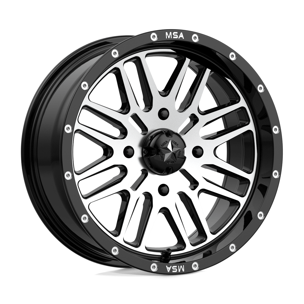 MSA Offroad Wheels M38 BRUTE Gloss Black Machined - 16x7 | +10 | 4x156 | 132mm - Wheel Haven