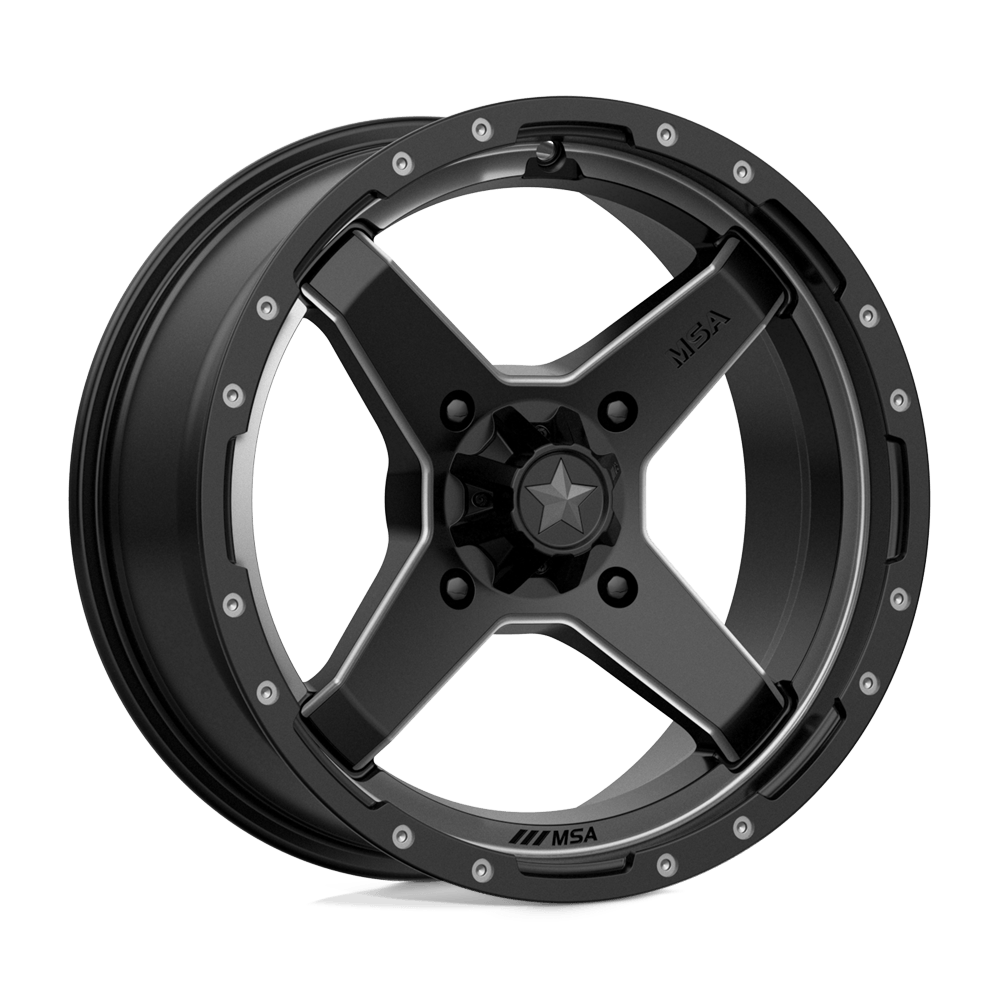 MSA Offroad Wheels M39 CROSS Satin Black Titanium Tint - 16x7 | +10 | 4x137 | 112.1mm - Wheel Haven
