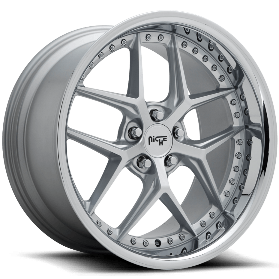 Niche M225 VICE 20 x 10.5 | 5x114.3 | +40 | 72.6mm - Silver w/ Chrome Lip - Wheel Haven