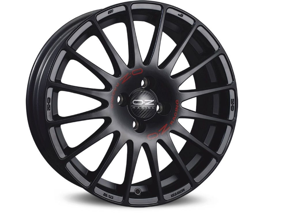 OZ Racing SUPERTURISMO GT Matte Black w/ Red Lettering 18x7 +20 4x108mm 65.1mm - Wheel Haven