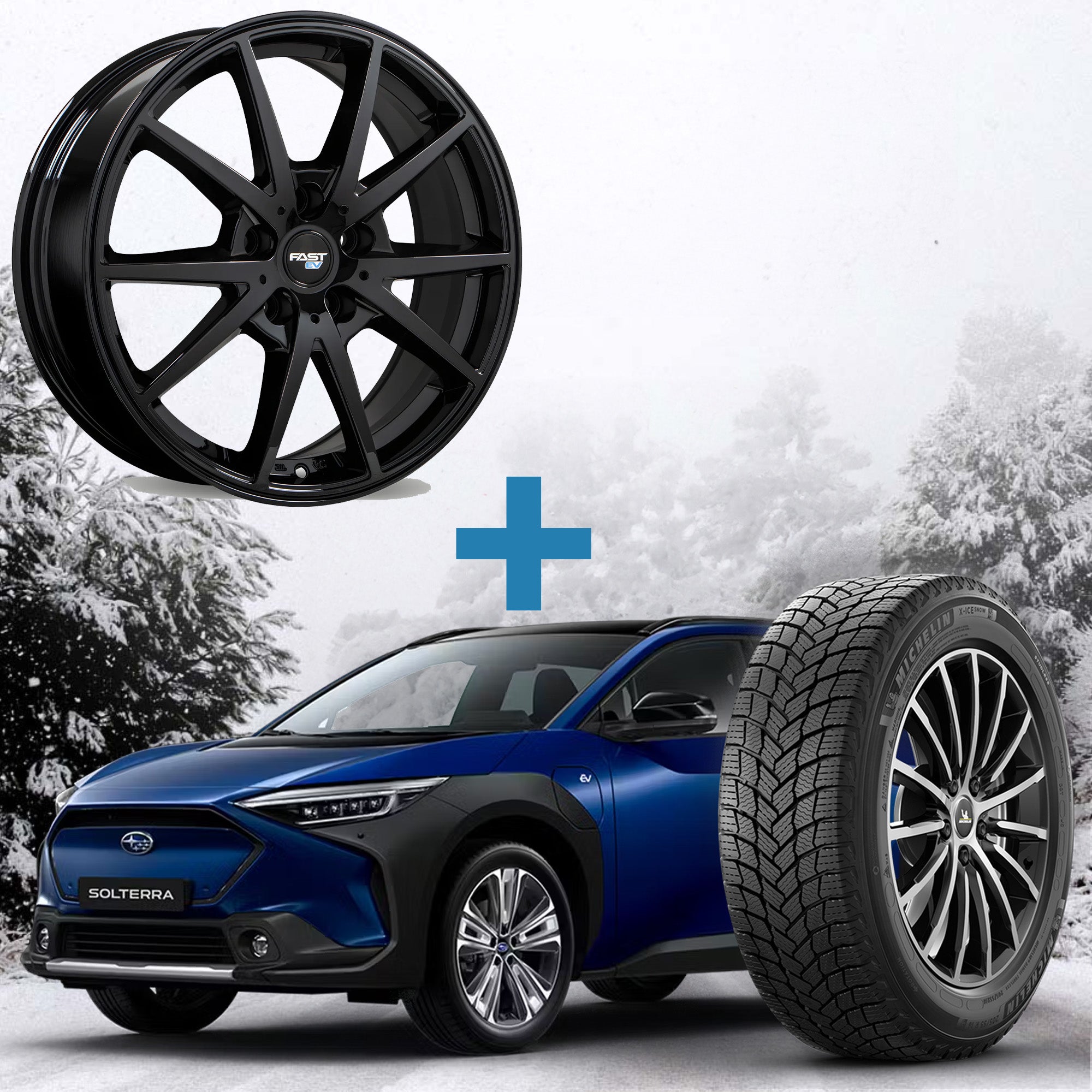 Subaru Solterra Winter Package - Fast EV02 18x8 Wheels + 235/60R18 Tires + Mounted