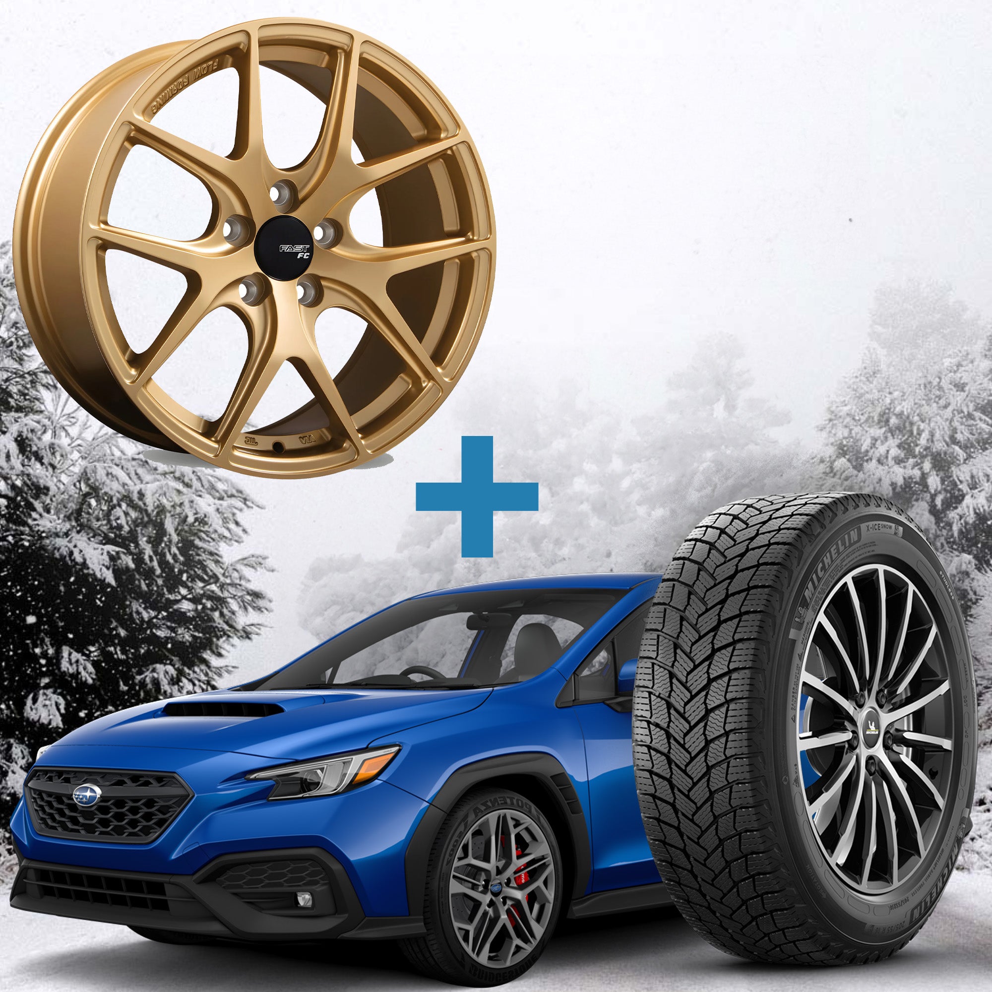 Subaru WRX Winter Package - Fast FC04 17x8 Wheels + 225/50R17 Tires + Mounted