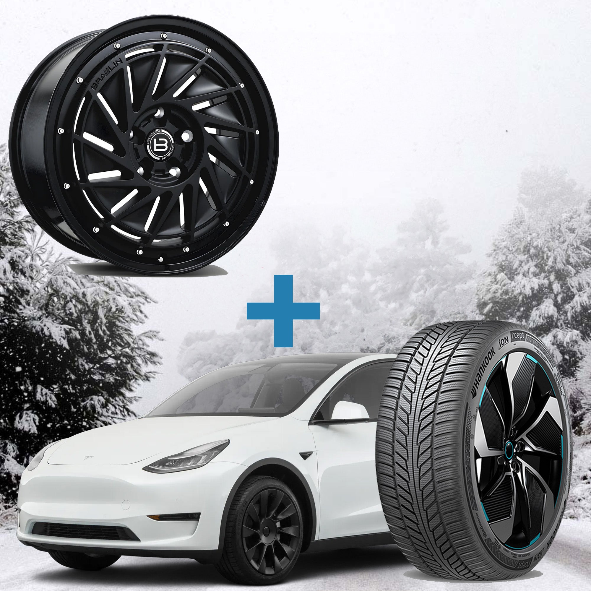 Tesla Model Y Winter Package - Braelin BR16 19x9.5 + 255/45R19 EV Tires + Mounted & Balanced