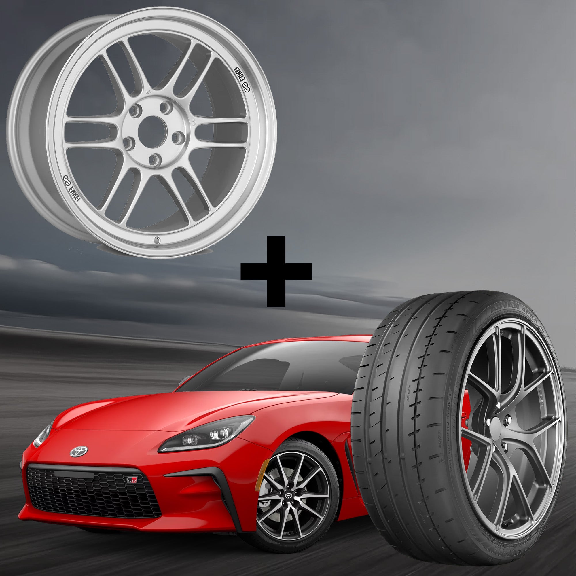 Toyota GR86 / Subaru BR-Z Mounted Package - Enkei RPF1 Wheels - 17x9 | +35 | 5x100 + 245/40R17 Tires