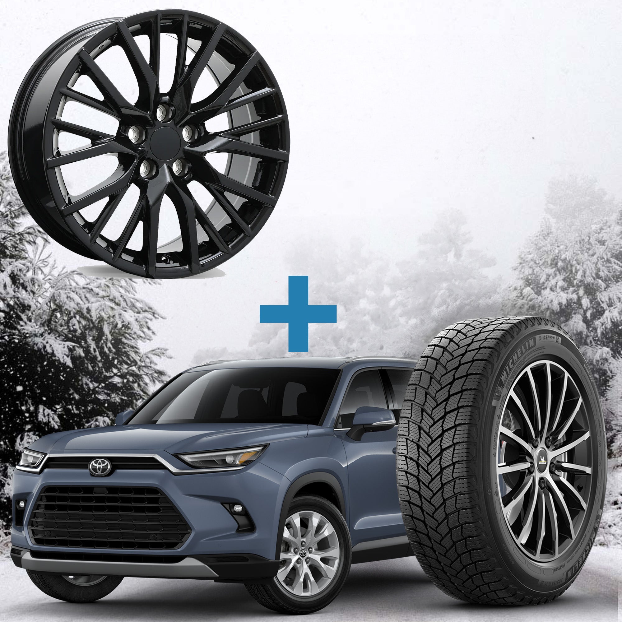 Toyota Grand Highlander 18" Winter Package - Replika R224 18x7.5 Wheels + 255/65R18 Tires + Mounted & Balanced