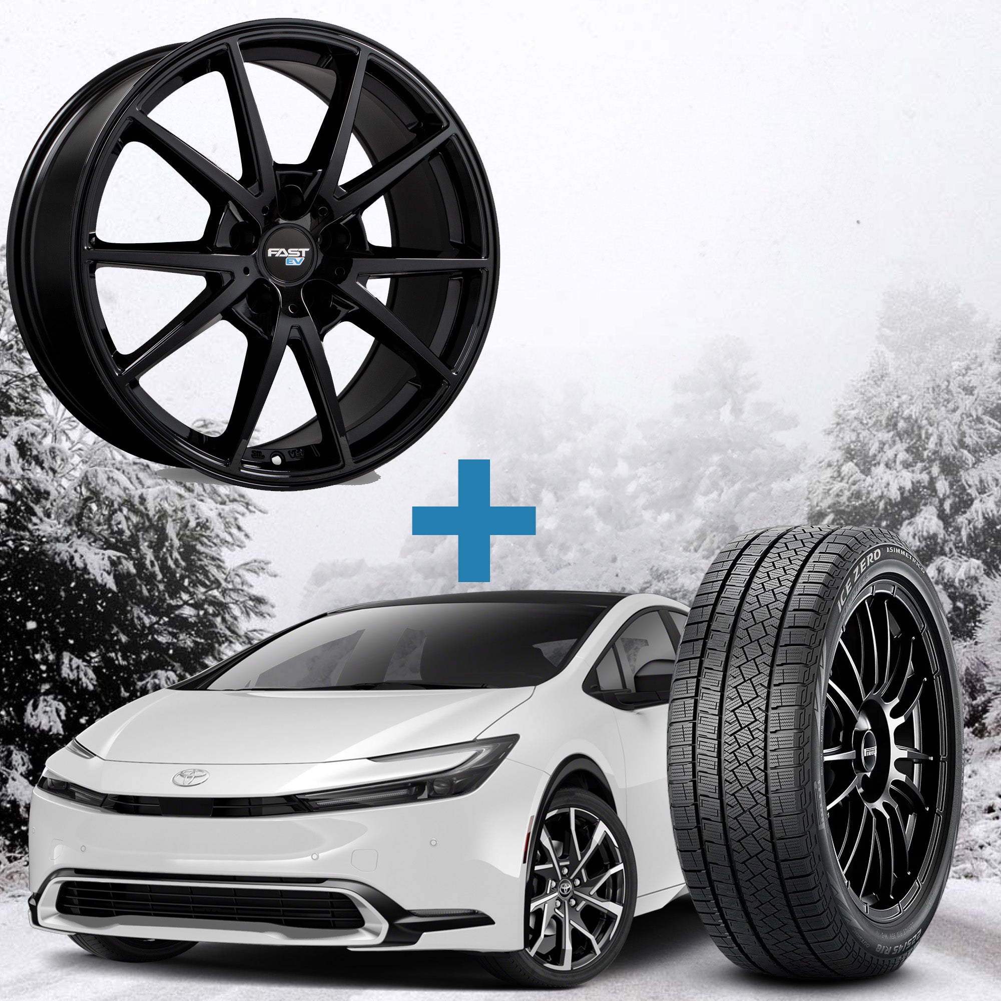 Toyota Prius Winter Package - Fast EV02 17x6.5 Wheels + 195/60R17 Tires+ Mounted & Balanced