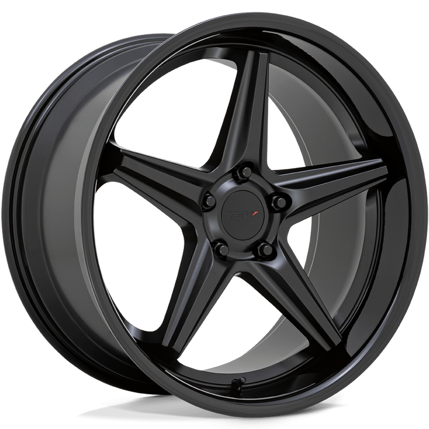TSW Launch Matte Black W/ Gloss Black Lip - 20x8.5 | +20 | 5x114.3 | 76.1mm - Wheel Haven