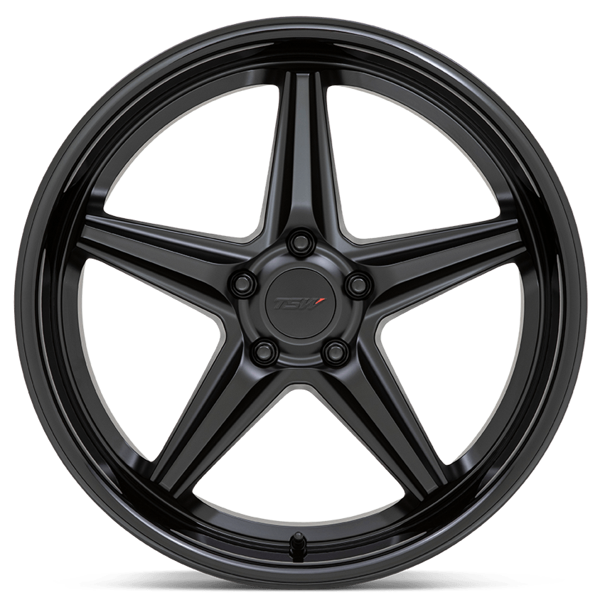 TSW Launch Matte Black W/ Gloss Black Lip - 20x8.5 | +20 | 5x114.3 | 76.1mm - Wheel Haven