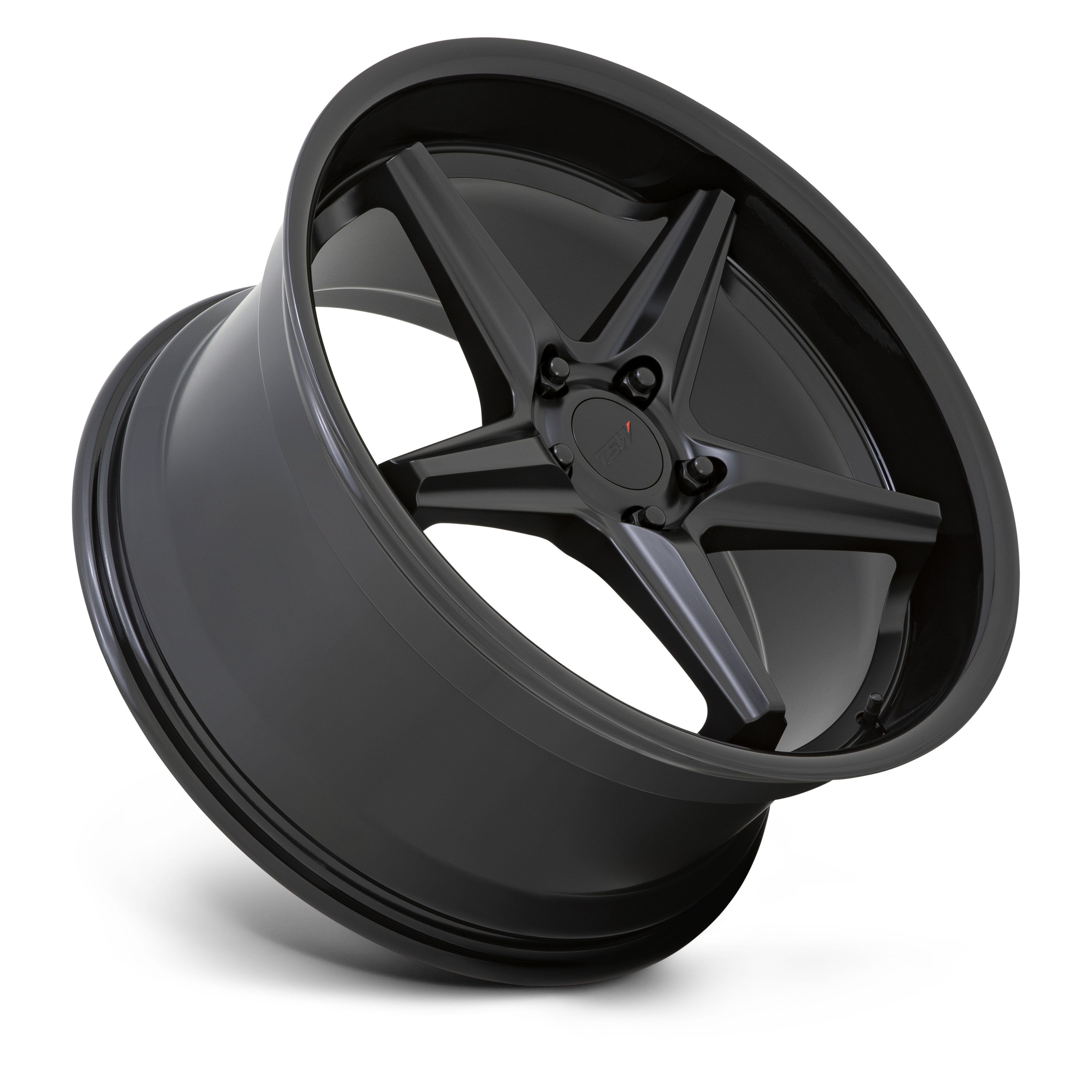 TSW Launch Matte Black W/ Gloss Black Lip - 20x8.5 | +20 | 5x114.3 | 76.1mm - Wheel Haven