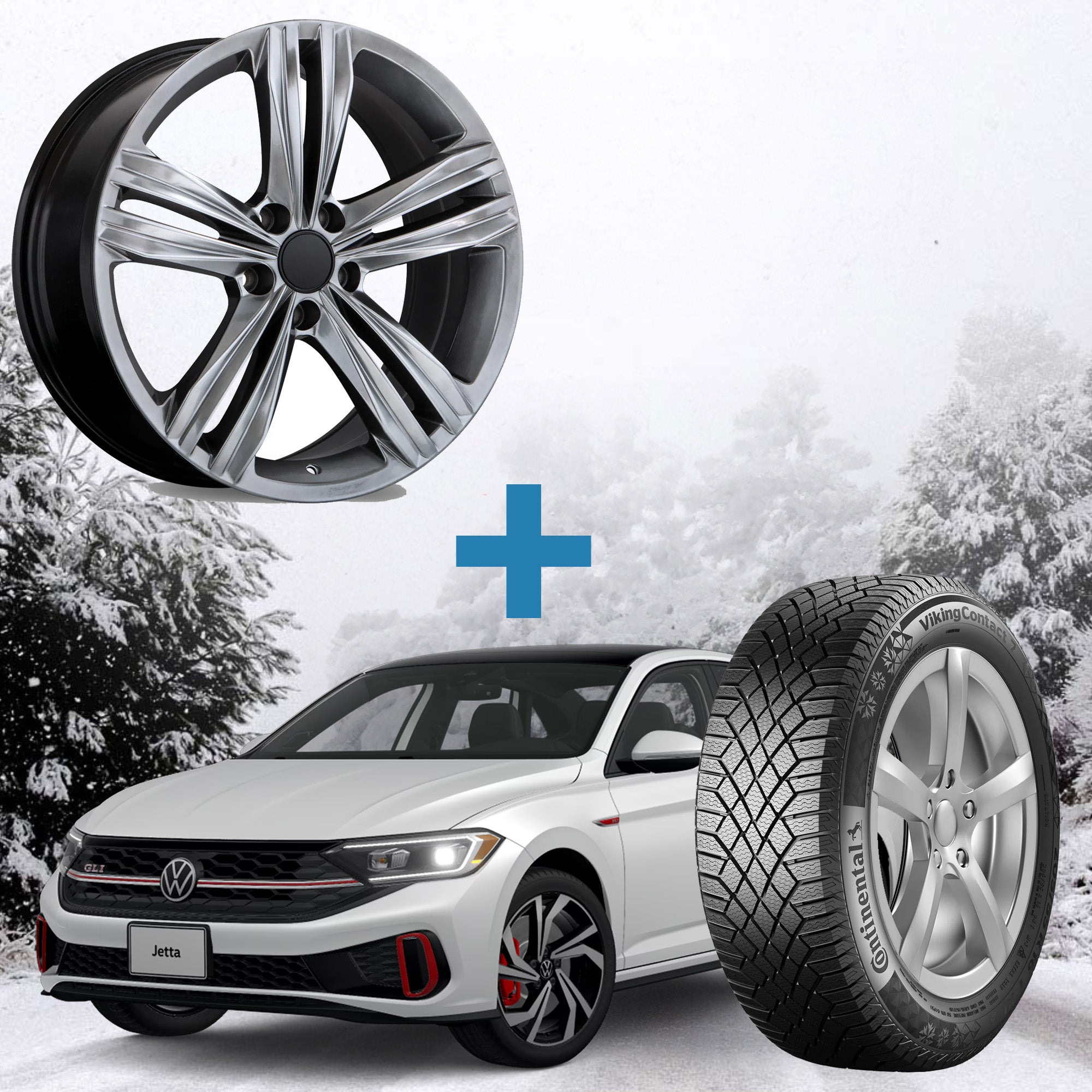 Volkswagen Jetta Winter Package - Replika R205 17x7.5 Wheels + 205/55R17 Tires + Mounted & Balanced
