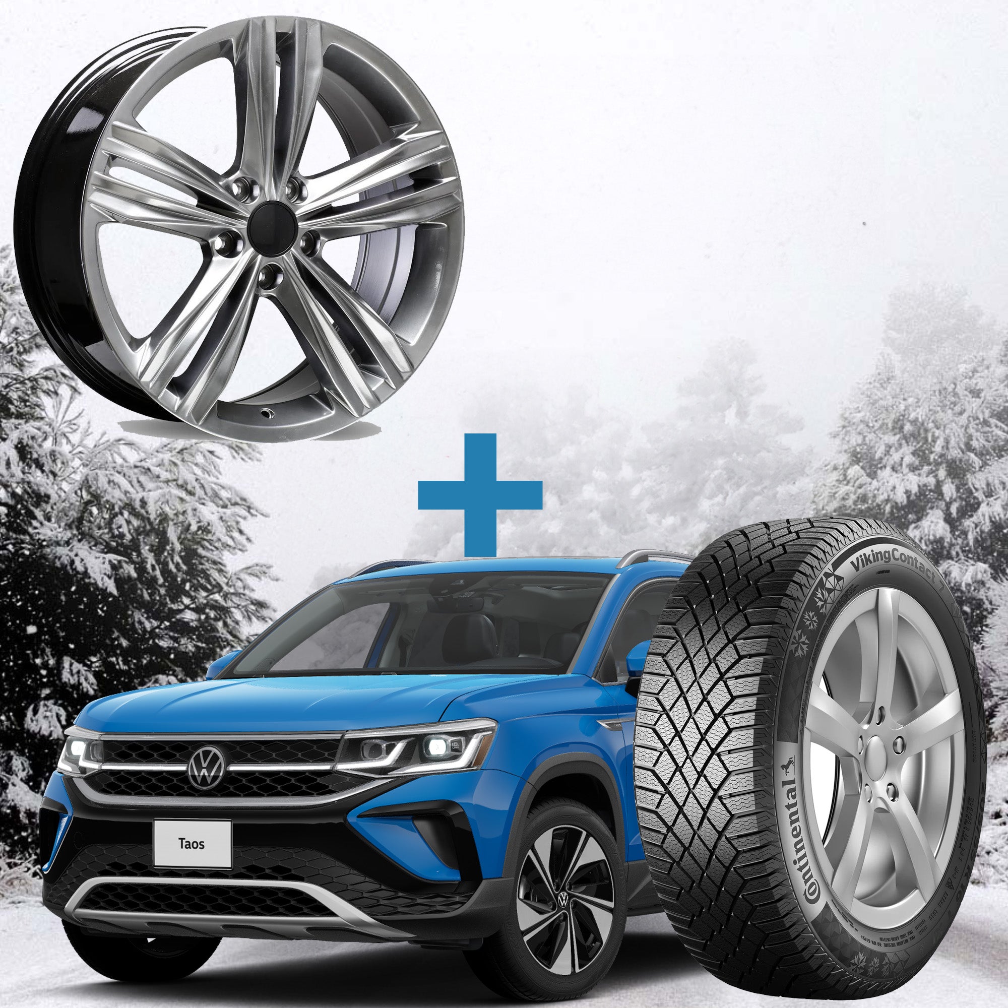 Volkswagen Taos Winter Package - Replika R205 17x7.5 + 225/55R17 Tires + Mounted & Balanced